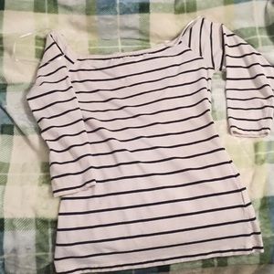 Off the shoulder striped shirt